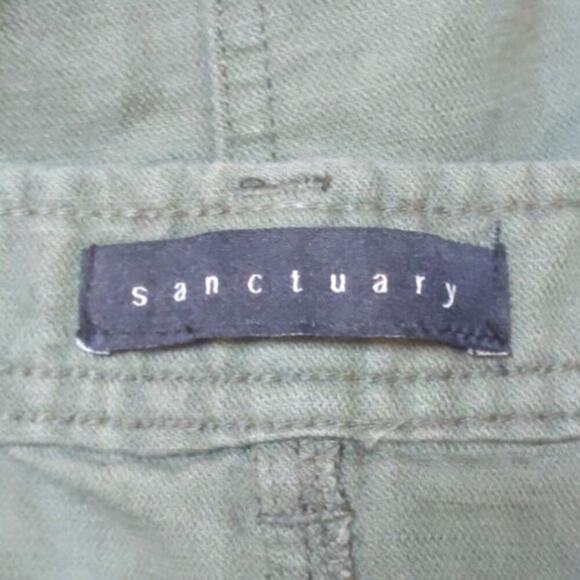 Sanctuary Army Green Mini Skirt Cotton Linen Blend Button Front Gorpcore Medium - Picture 7 of 11